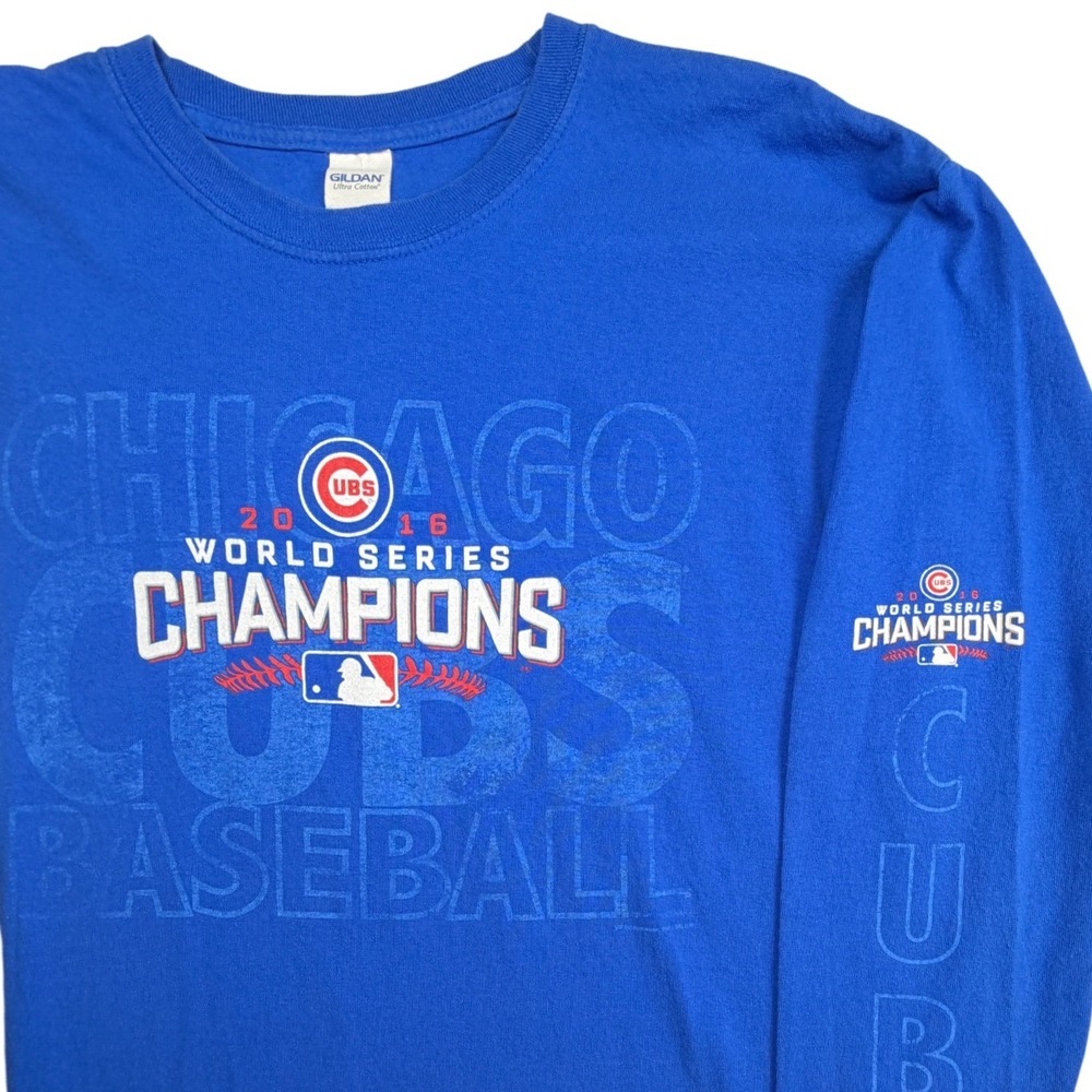 Gildan Chicago Cubs 2016 World Series Champions Long Sleeve Shirt Mens Large